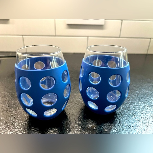 Lifefactory Blue Wine Glasses – Set of 2 – Short Style - Picture 1 of 6